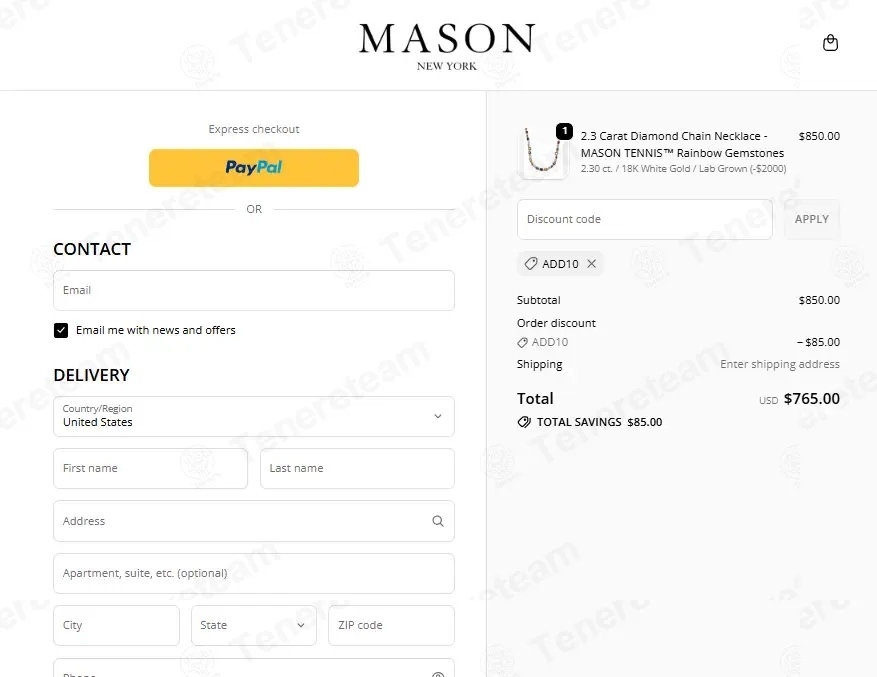 MASON New York coupon code: 10% off with ADCIO. Tested and valid as 8 months ago.