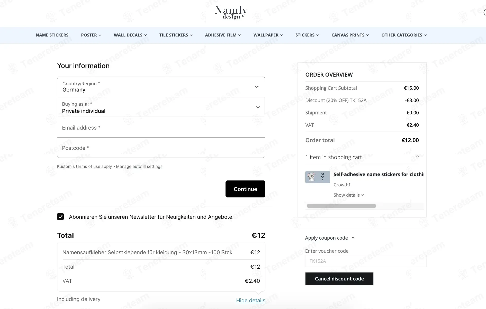 Namly Design coupon code: 20% off with TK152A. Tested and valid as 2 months ago.