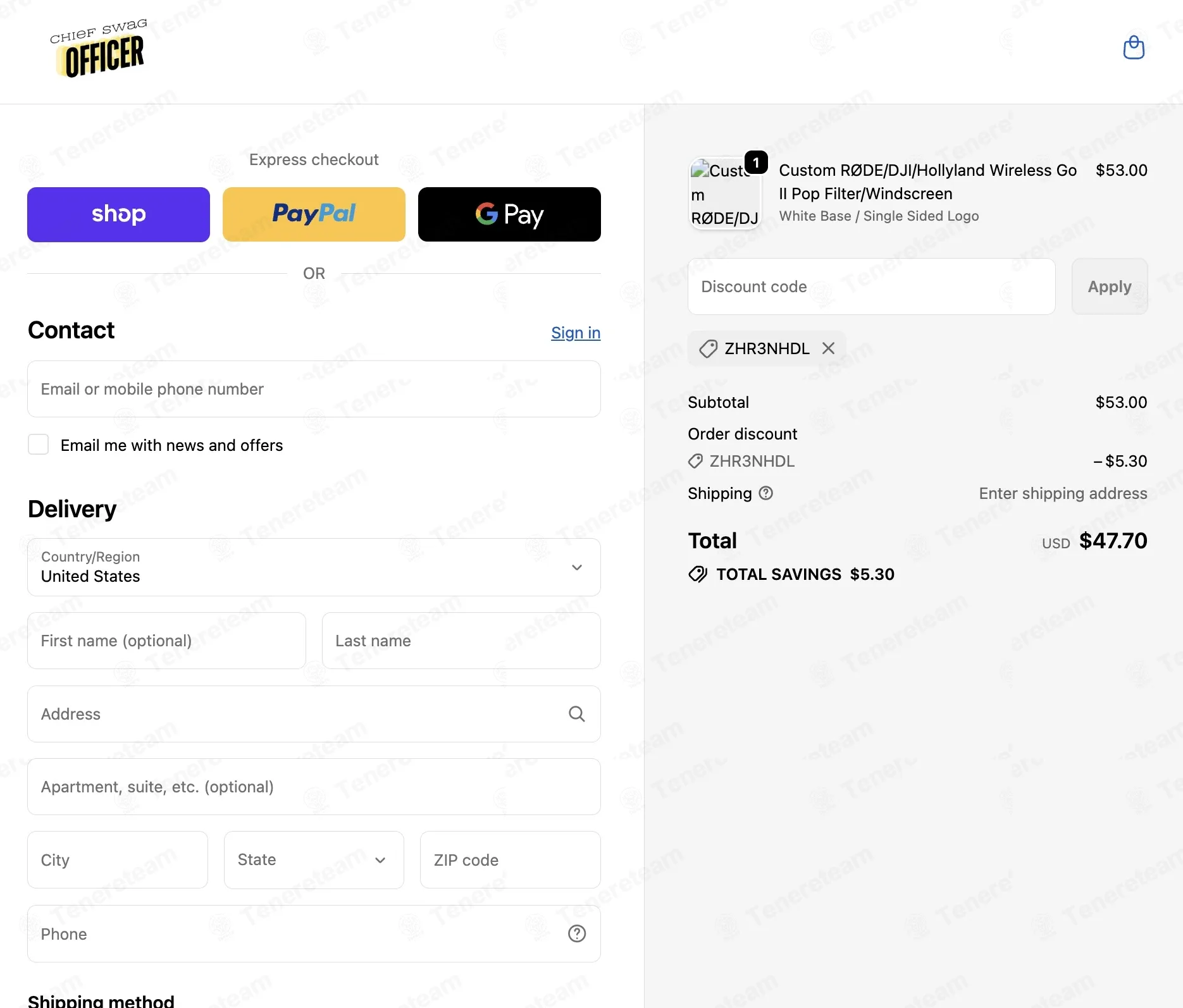 Chief Swag Officer coupon code: 10% off with ZHR3NHDL. Tested and valid as 5 months ago.