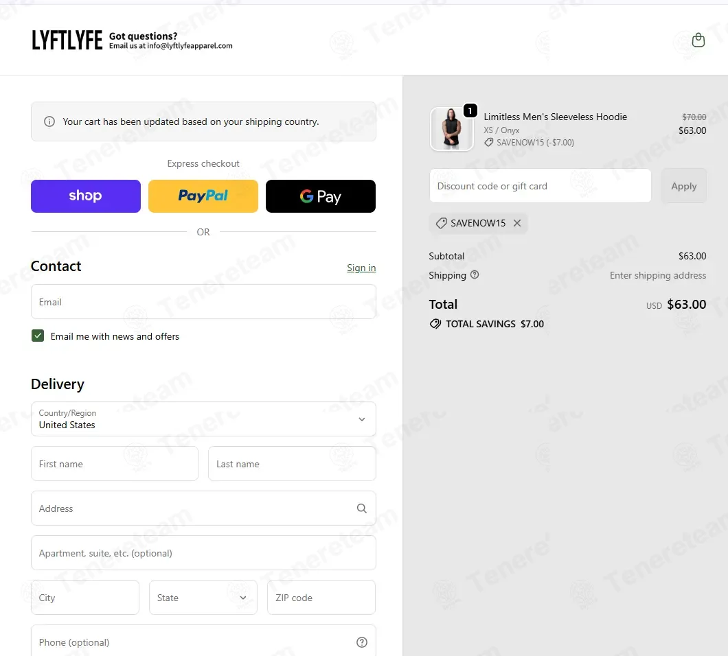 LYFTLYFE Apparel coupon code: 10% off with SAVENOW15. Tested and valid as 1 week ago.