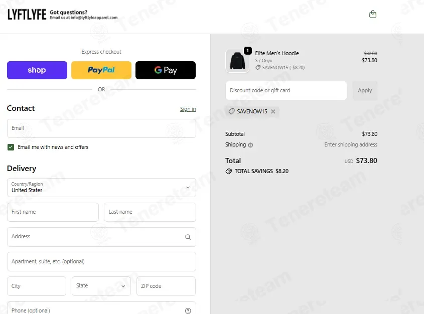 LYFTLYFE Apparel coupon code: 10% off with SAVENOW15. Tested and valid as 1 week ago.