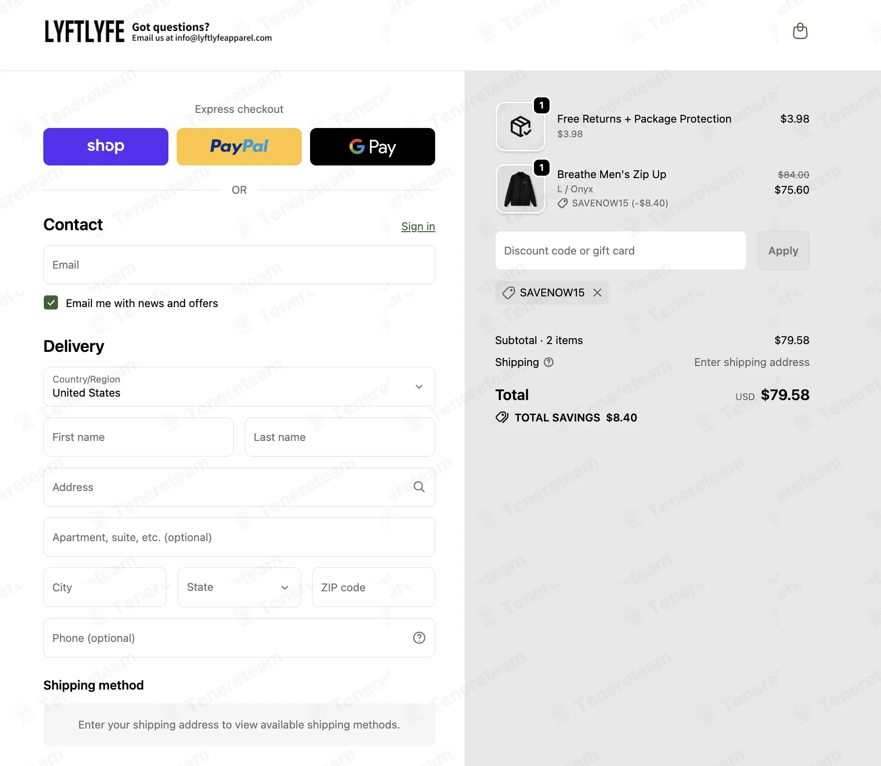 LYFTLYFE Apparel coupon code: 10% off with SAVENOW15. Tested and valid as 1 week ago.