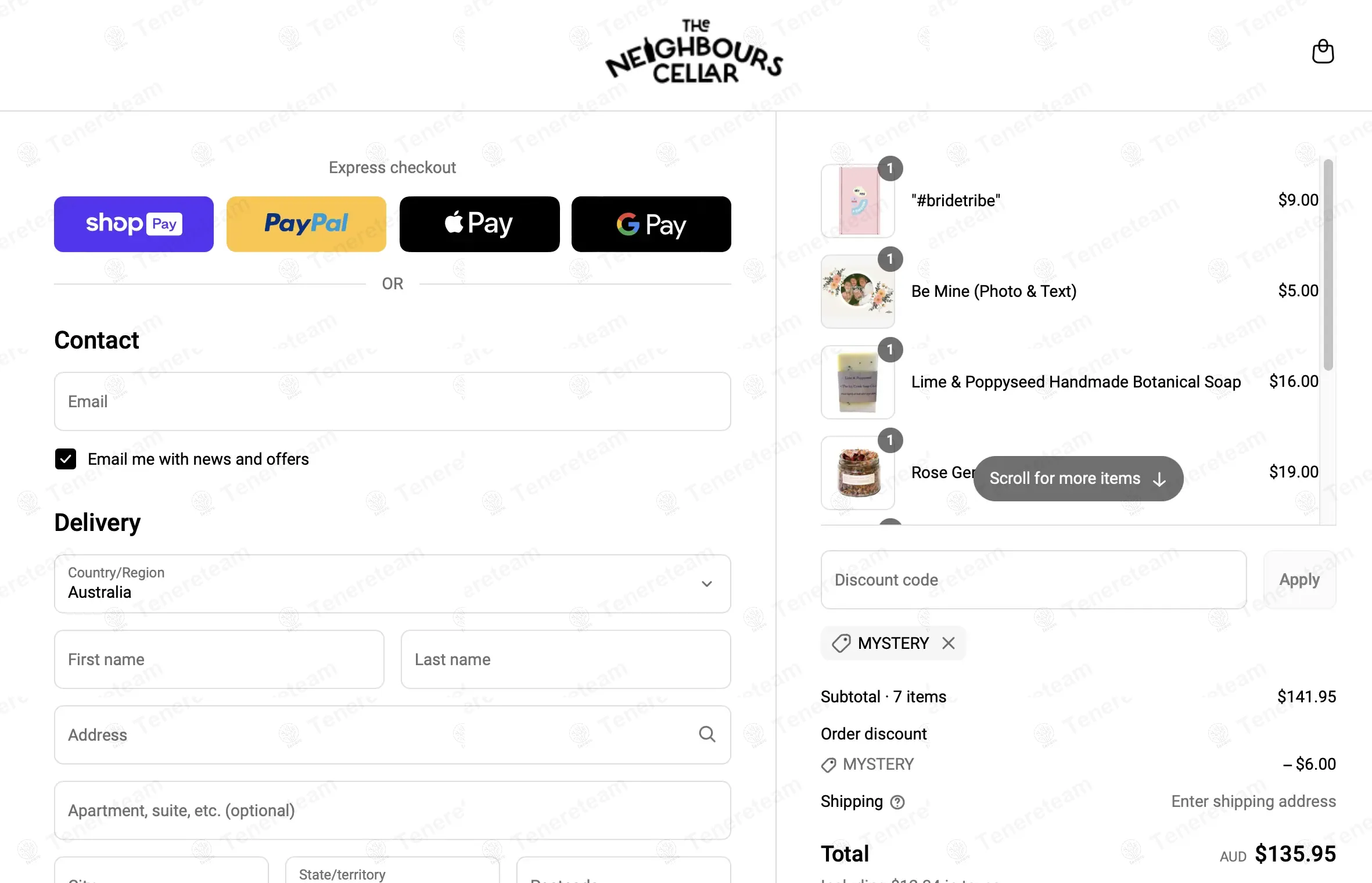 The Neighbours Cellar coupon code: $6 off with MYSTERY. Tested and valid as 1 year ago.