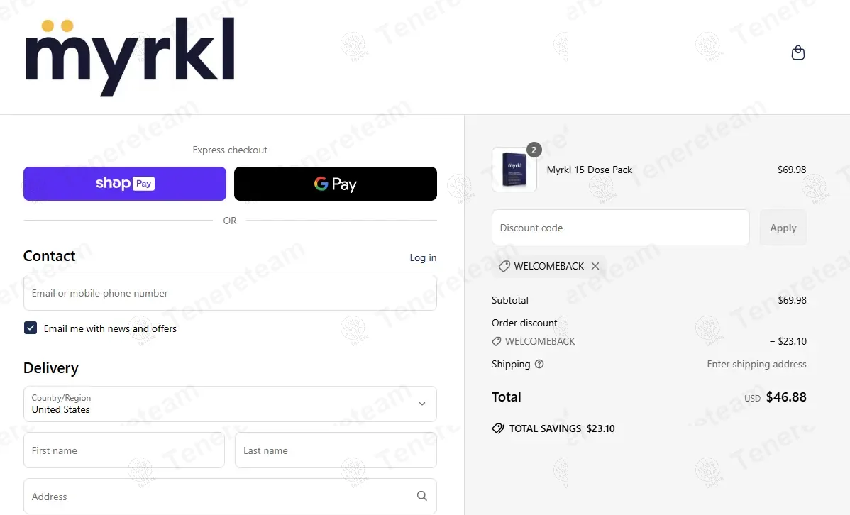 Myrkl US coupon code: 33% off with WELCOMEBACK. Tested and valid as 1 year ago.