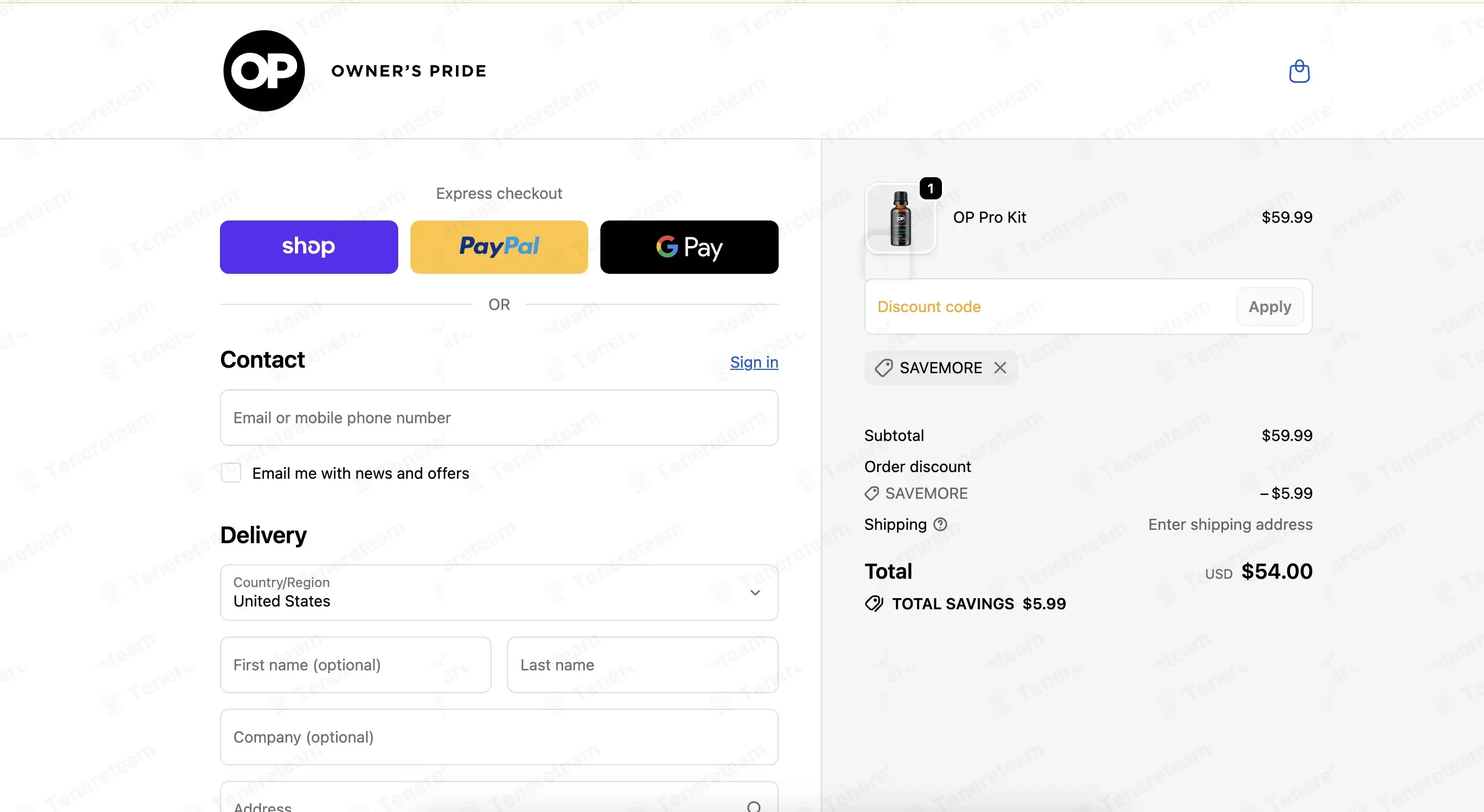 Owners Pride coupon code re-checked and confirmed working at checkout