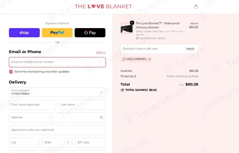 The Love Blanket coupon code: 10% off with WELCONM15%. Tested and valid as 3 weeks ago.