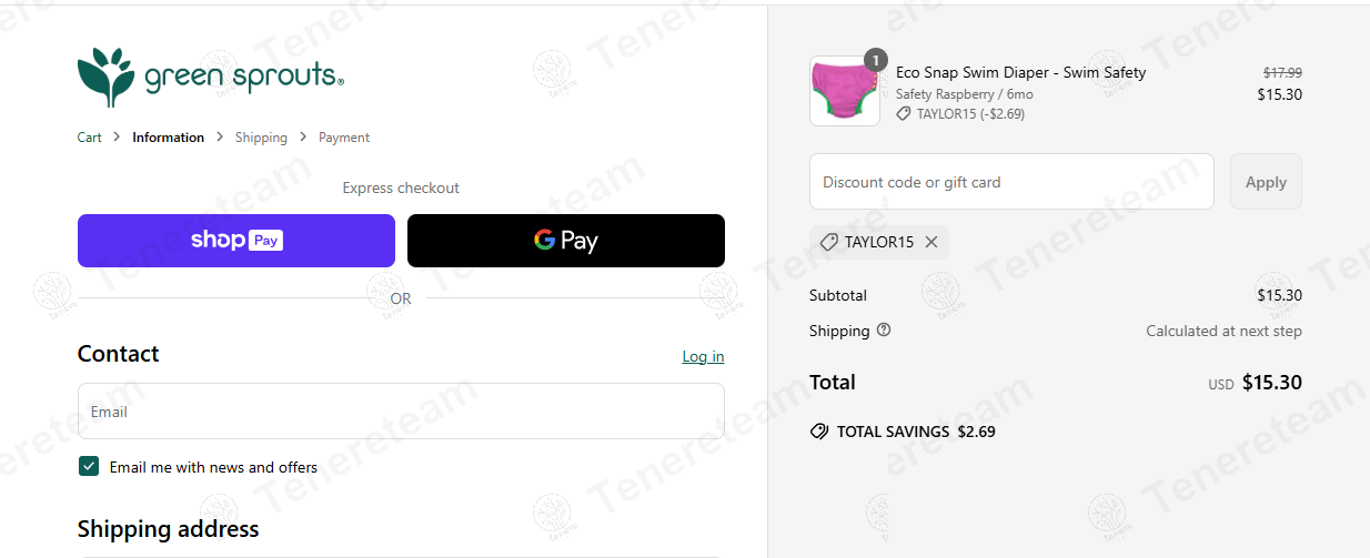 Green Sprouts Baby coupon code: 15% off with TAYLOR15. Tested and valid as 1 year ago.