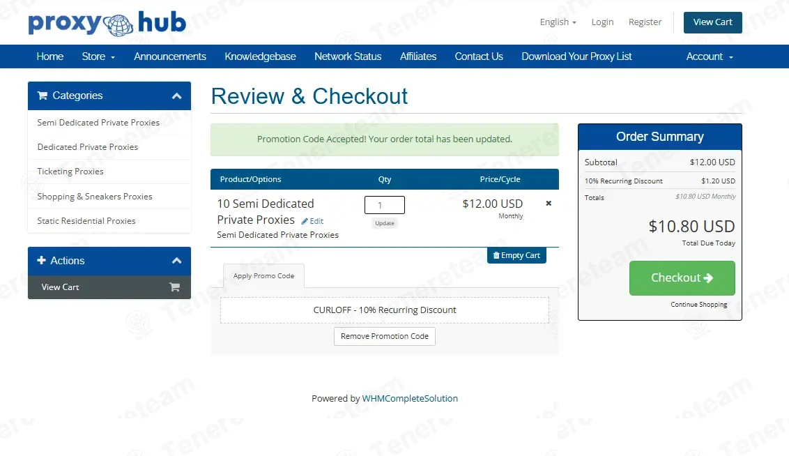 Proxy-Hub coupon code: 10% off with CURLOFF. Tested and valid as 4 weeks ago.