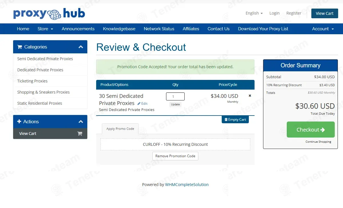 Proxy-Hub coupon code: 10% off with CURLOFF. Tested and valid as 4 weeks ago.