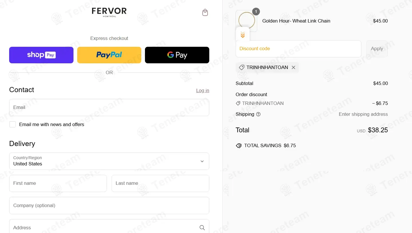 Fervor Montreal coupon code: 15% off with TRINHNHANTOAN. Tested and valid as 1 year ago.