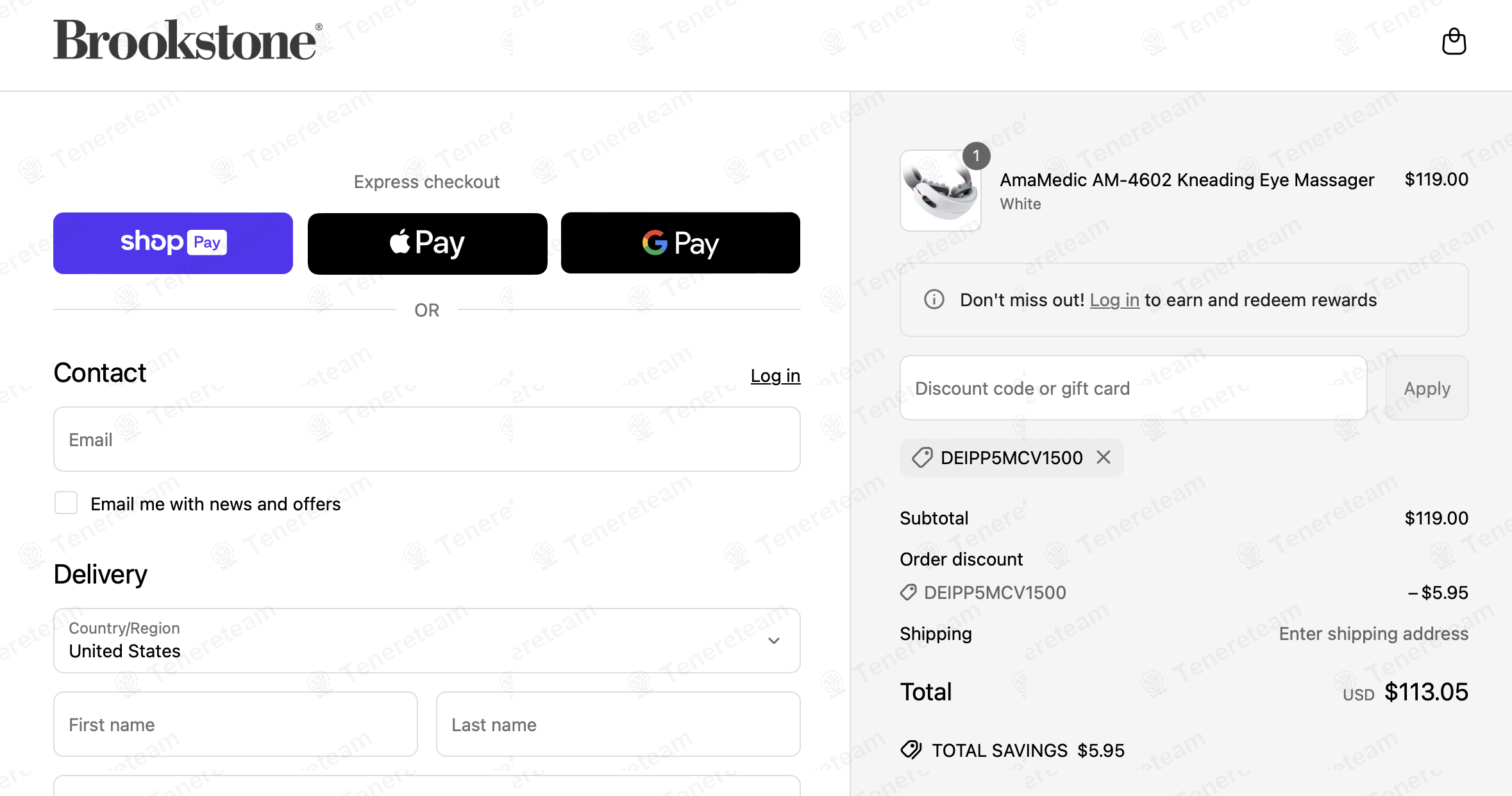 Brookstone coupon code: 5% off with DEIPP5MCV1500. Tested and valid as 8 months ago.