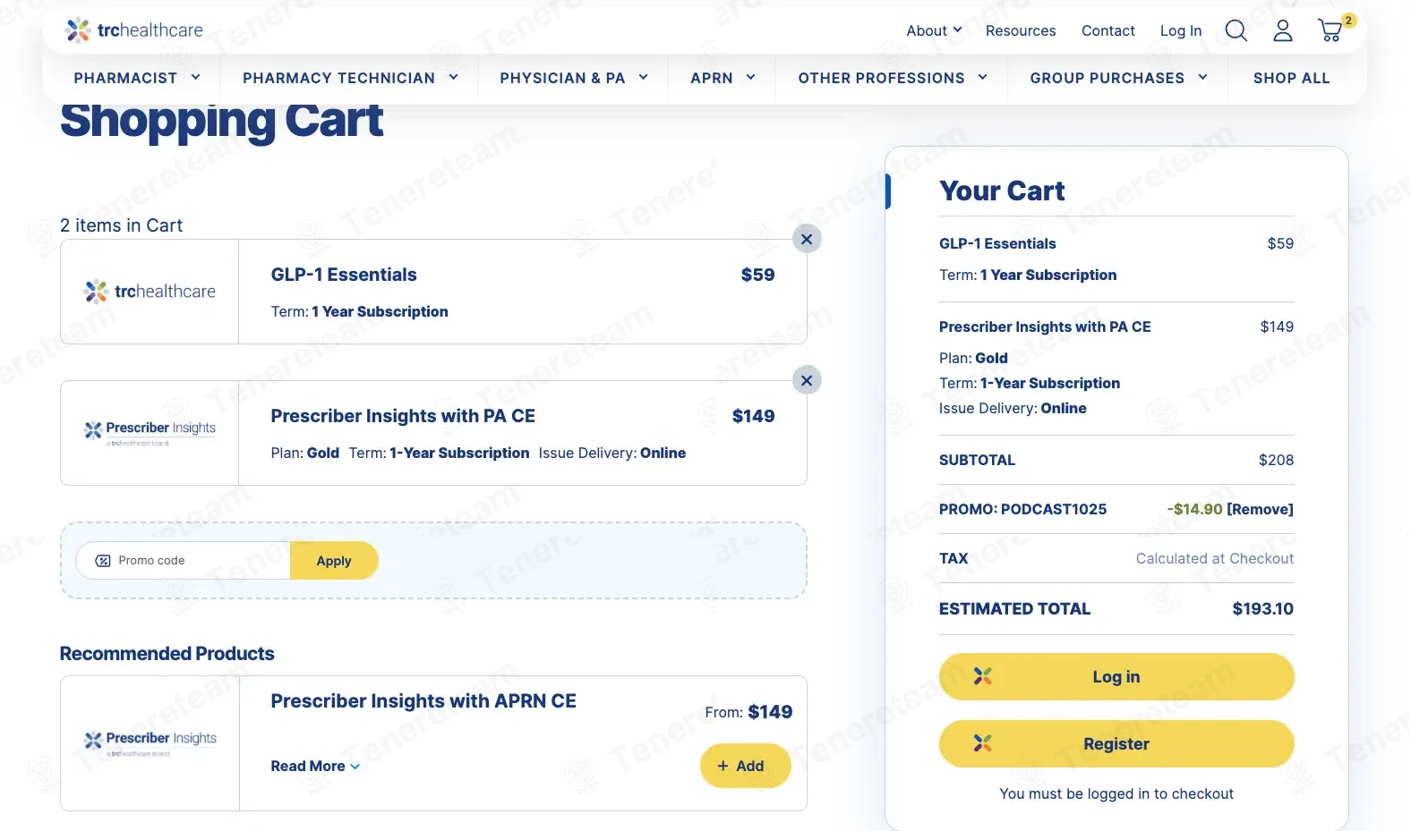 TRC Healthcare coupon code: 7% off with PODCAST1025. Tested and valid as 9 months ago.
