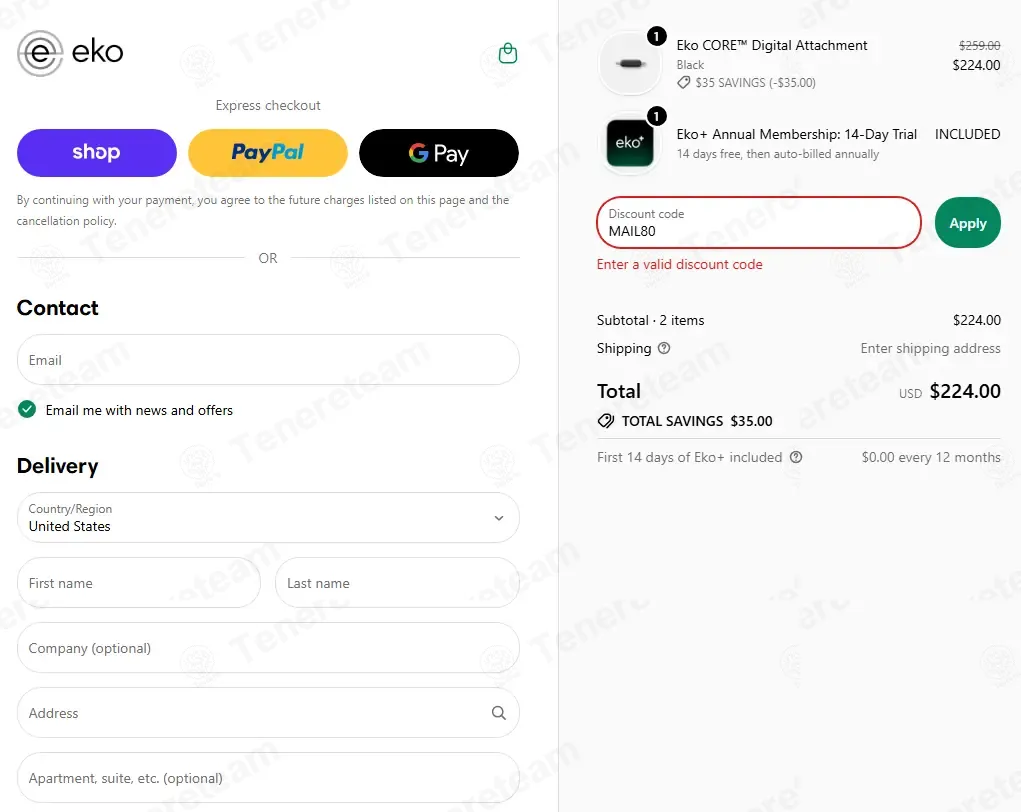 Eko Health coupon code: $80 off with MAIL80. Tested and valid as 1 month ago.