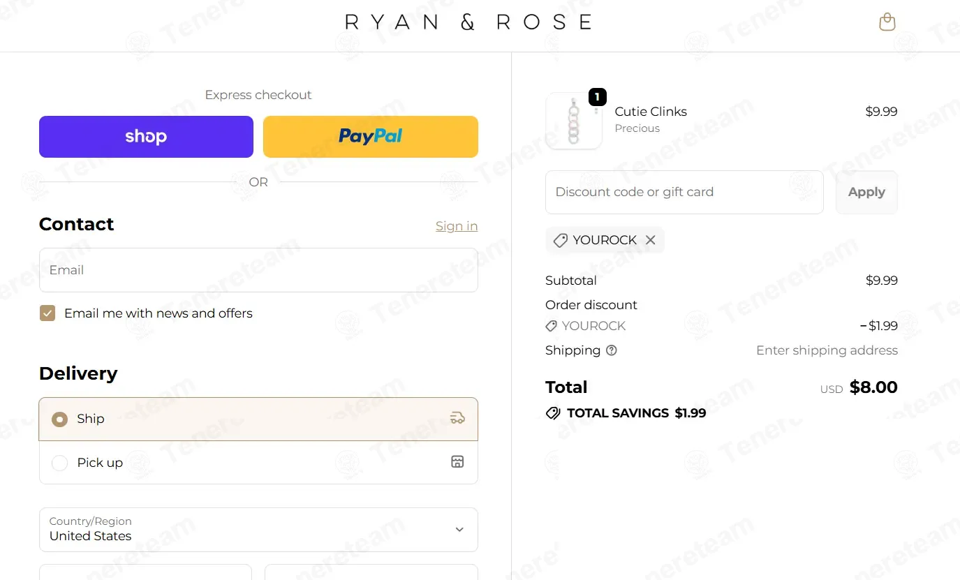Ryan and Rose coupon code: 15% off with YOUROCK. Tested and valid as 7 months ago.