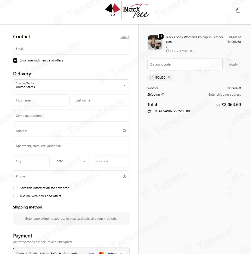 My Black Tree coupon code: Rs200 off with HOLI50. Tested and valid as 1 month ago.