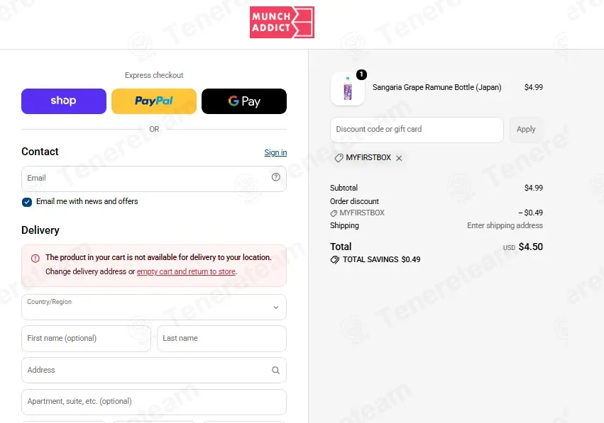 Munch Addict coupon code: 10% off with MYFIRSTBOX. Tested and valid as 1 month ago.
