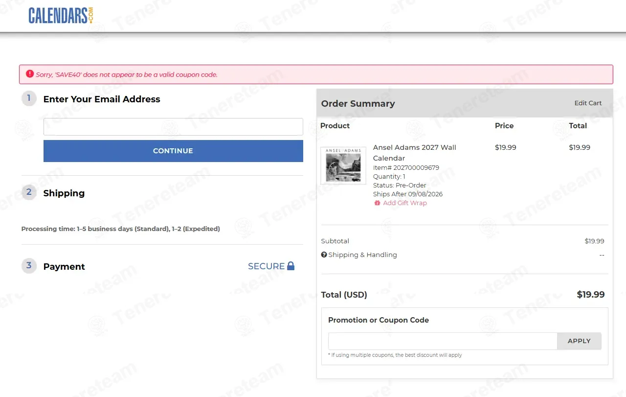 Calendars coupon code: 40% off with SAVE40. Tested and valid as 3 weeks ago.