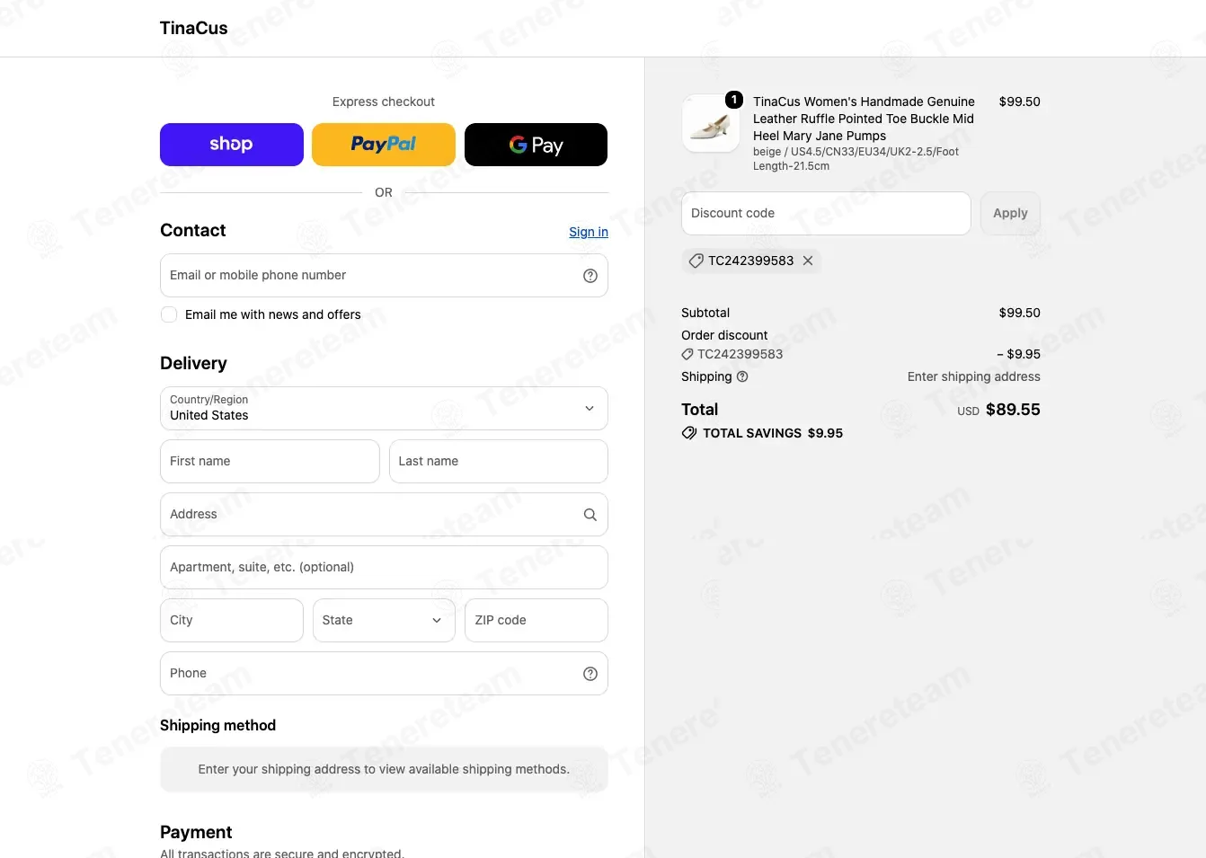 Tinacus coupon code verified as working at checkout