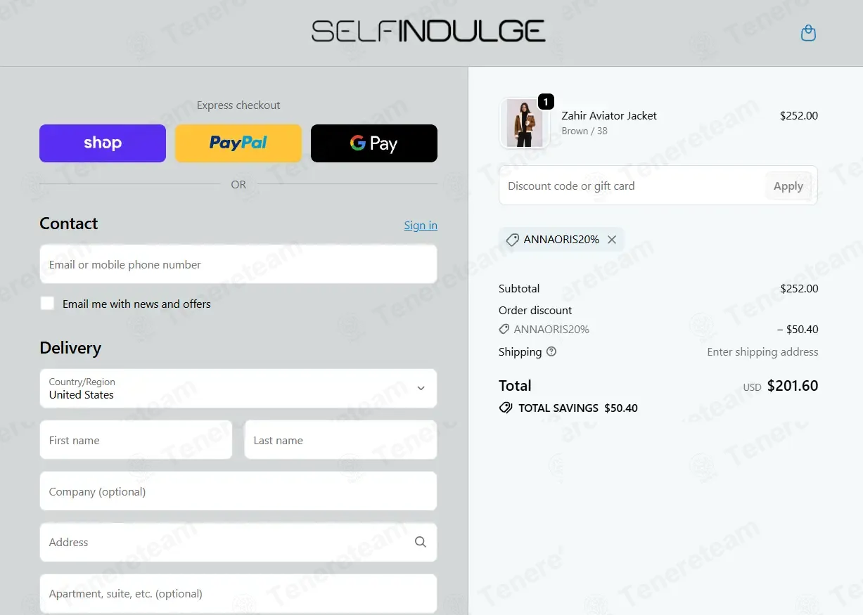Self-Indulge coupon code: 20% off with ANNAORIS20%. Tested and valid as 2 days ago.