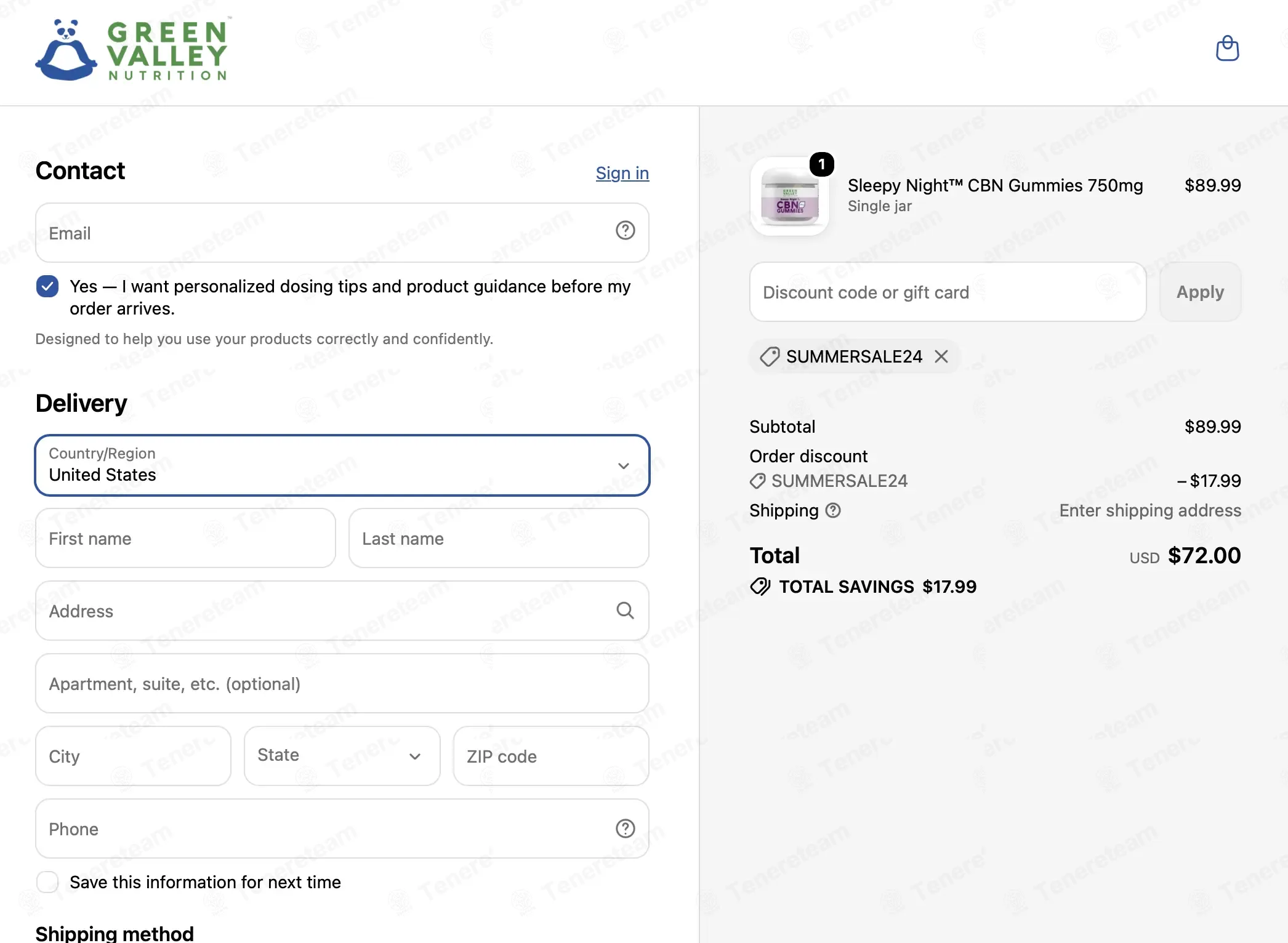 Green Valley Nutrition apply coupon code