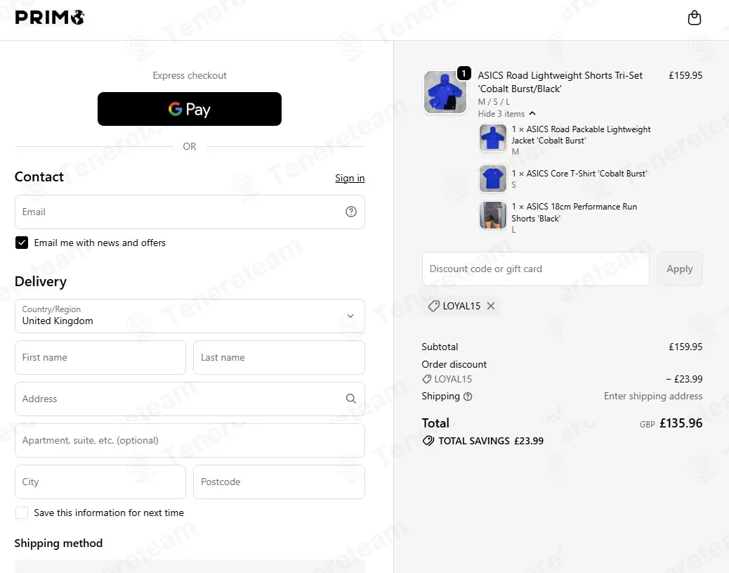 Primo Sports coupon code: 15% off with LOYAL15. Tested and valid as 1 week ago.