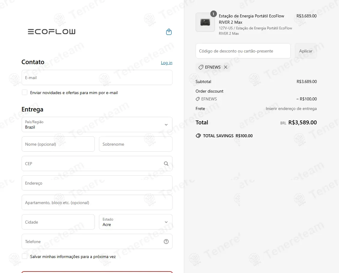 EcoFlow BR coupon code: $100 off with EFNEWS. Tested and valid as 11 months ago.