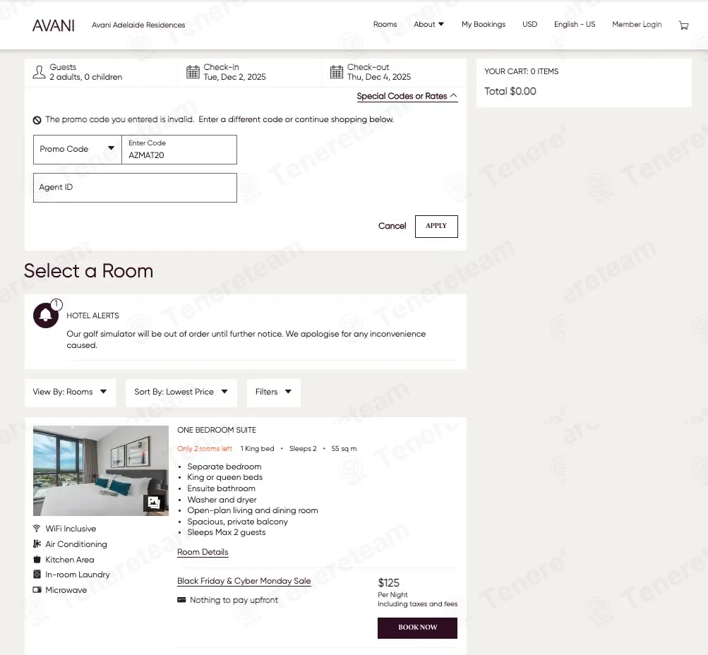 Avani Hotels coupon code: 20% off with AZMAT20. Tested and valid as 1 month ago.