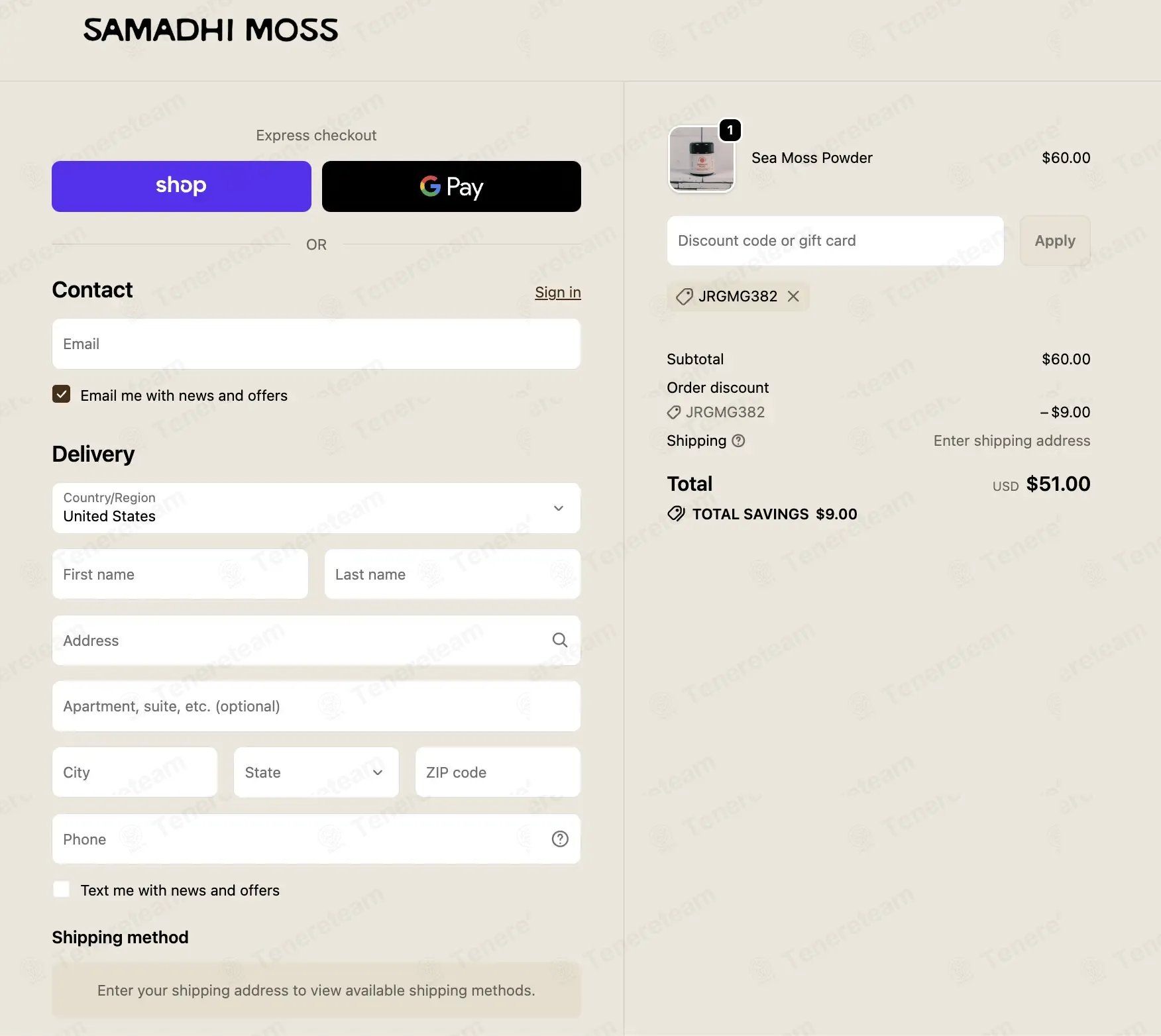 Samadhi Moss coupon code: 15% off with JRGMG382. Tested and valid as 1 week ago.