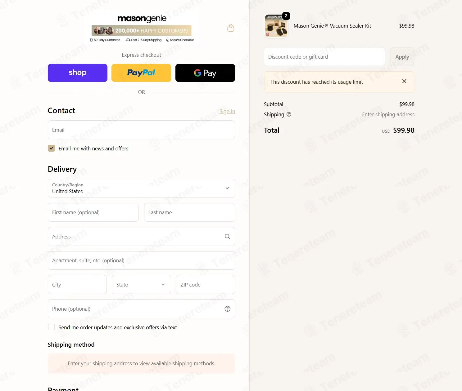 Mason Genie coupon code: 50% off with SPECIALOFFER-6KQTSBHM344. Tested and valid as 4 months ago.