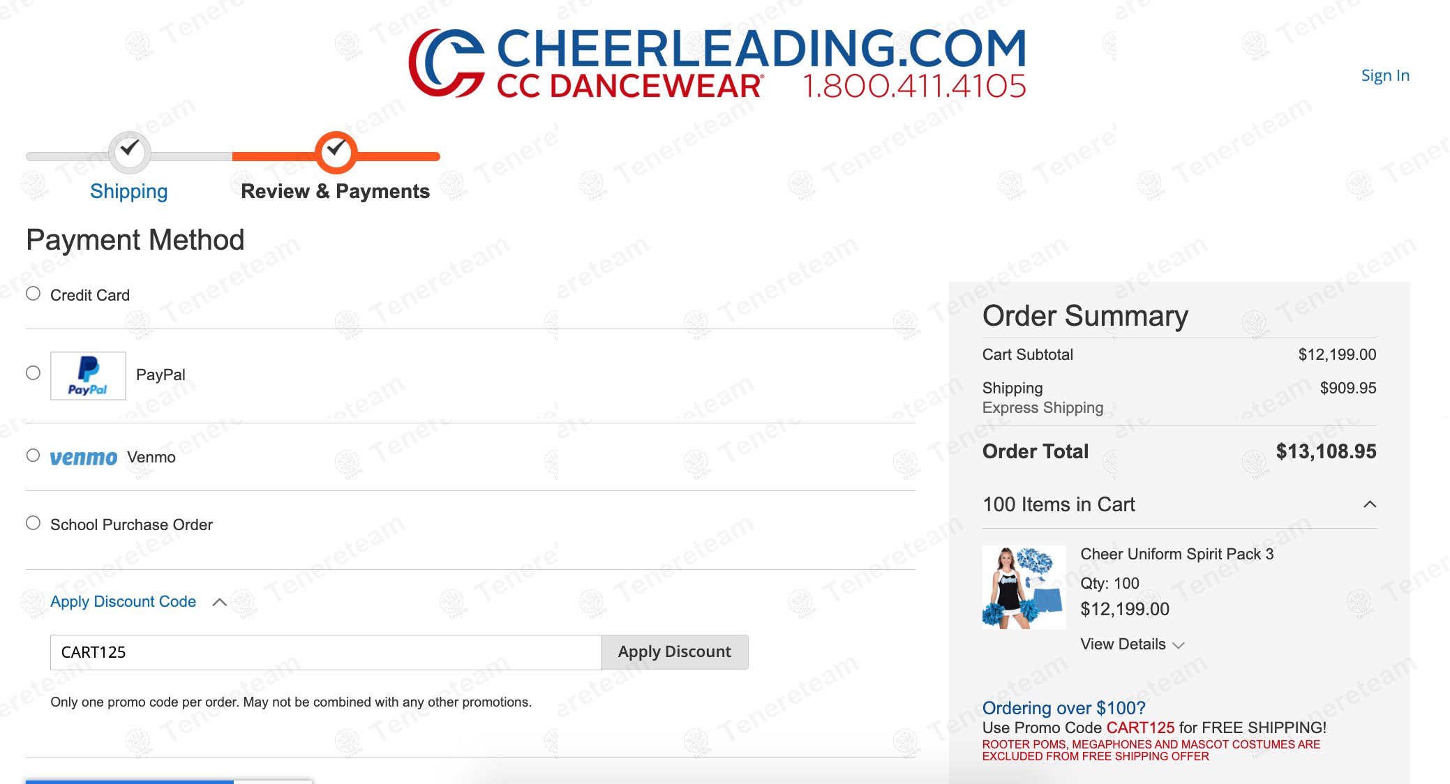 Cheerleading Company coupon code: Sale off with CART125. Tested and valid as 7 months ago.