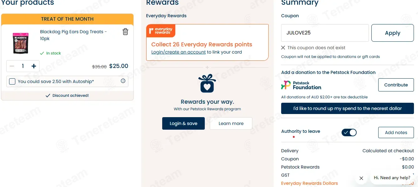 PETstock AU coupon code: 25% off with JULOVE25. Tested and valid as 1 week ago.