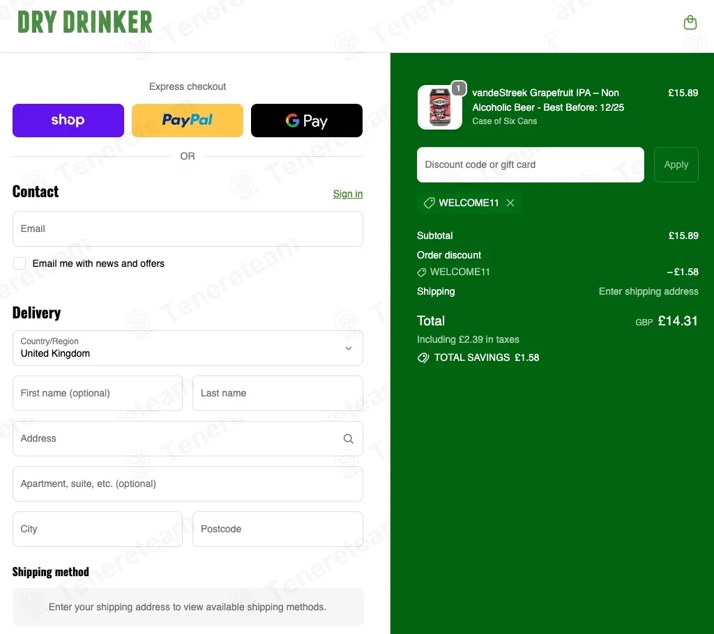 Dry Drinker coupon code: 10% off with WELCOME11. Tested and valid as 7 months ago.