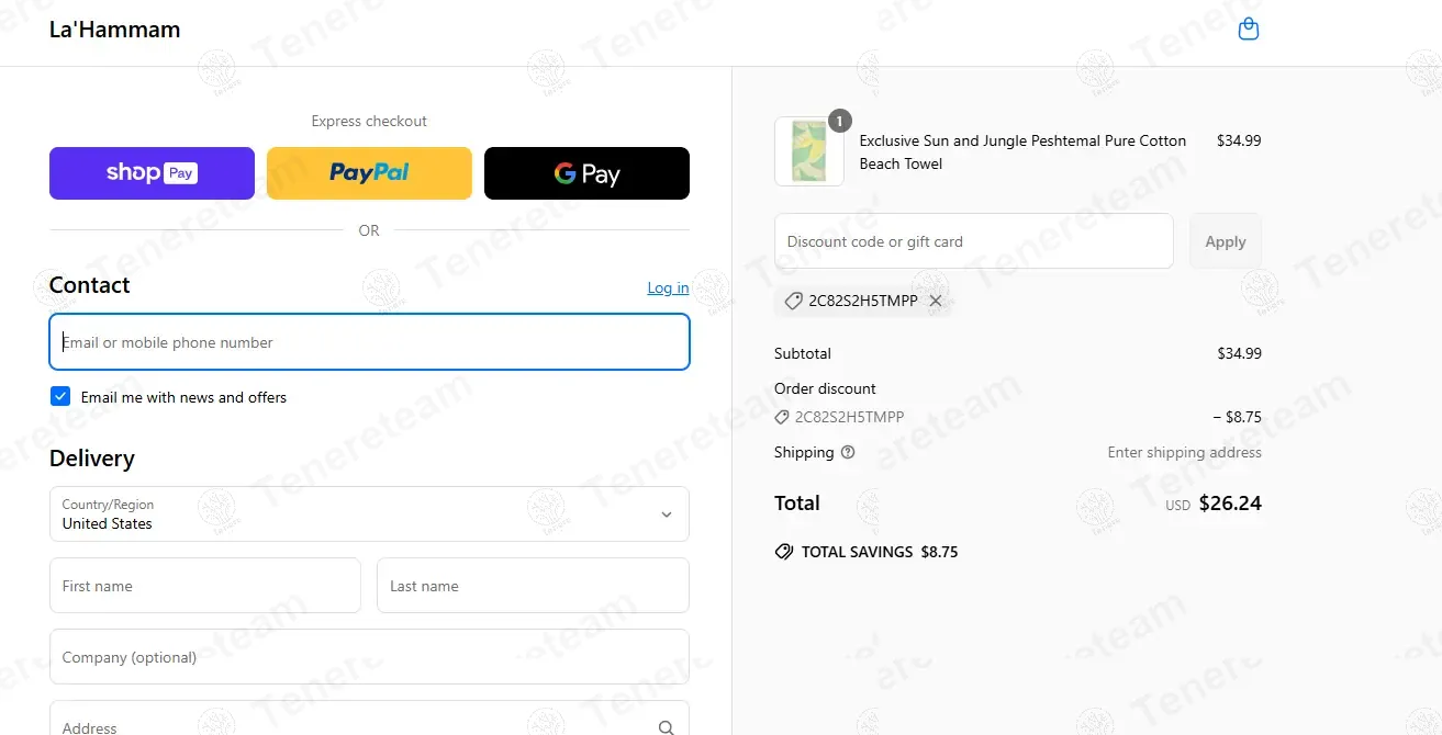 Lahammam coupon code: 25% off with 2C82S2H5TMPP. Tested and valid as 1 year ago.