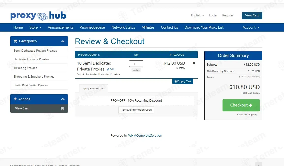 Proxy-Hub coupon code: 10% off with PROMOFF. Tested and valid as 2 months ago.