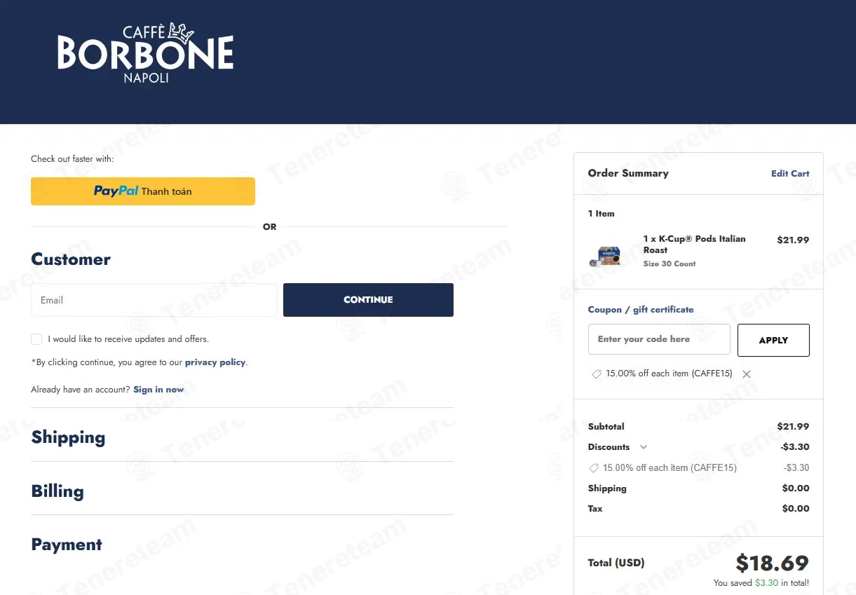 Caffe Borbone America coupon code: 15% off with CAFFE15. Tested and valid as 1 month ago.