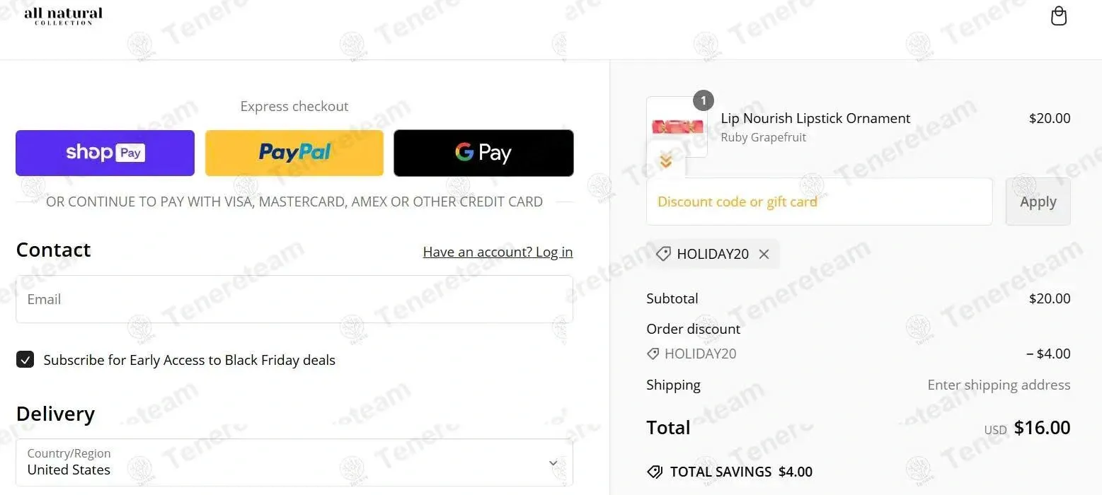 All Natural Collection coupon code: 20% off with Holiday20. Tested and valid as 4 months ago.