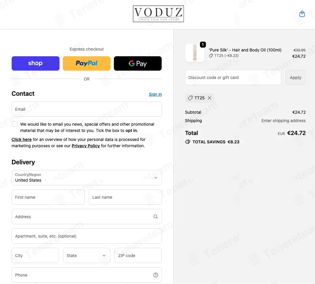 Voduz Hair coupon code: 25% off with TT25. Tested and valid as 5 months ago.