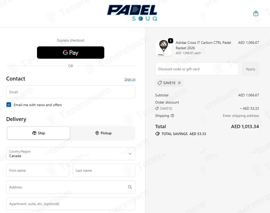 Padelsouq coupon code: 5% off with SAVE10. Tested and valid as 1 month ago.