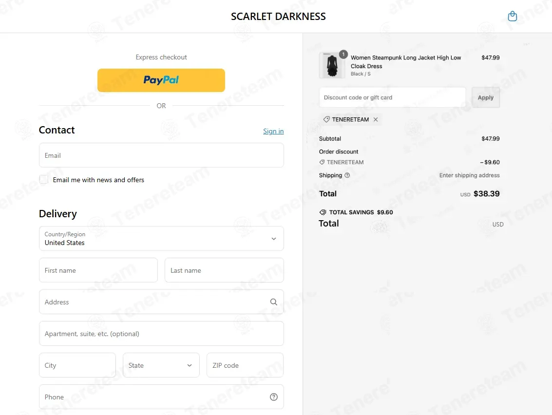 Scarlet Darkness apply coupon code