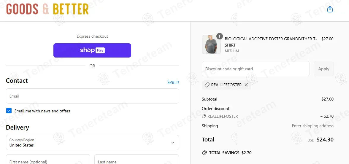 Goods and Better coupon code: 15% off with REALLIFEFOSTER. Tested and valid as 11 months ago.