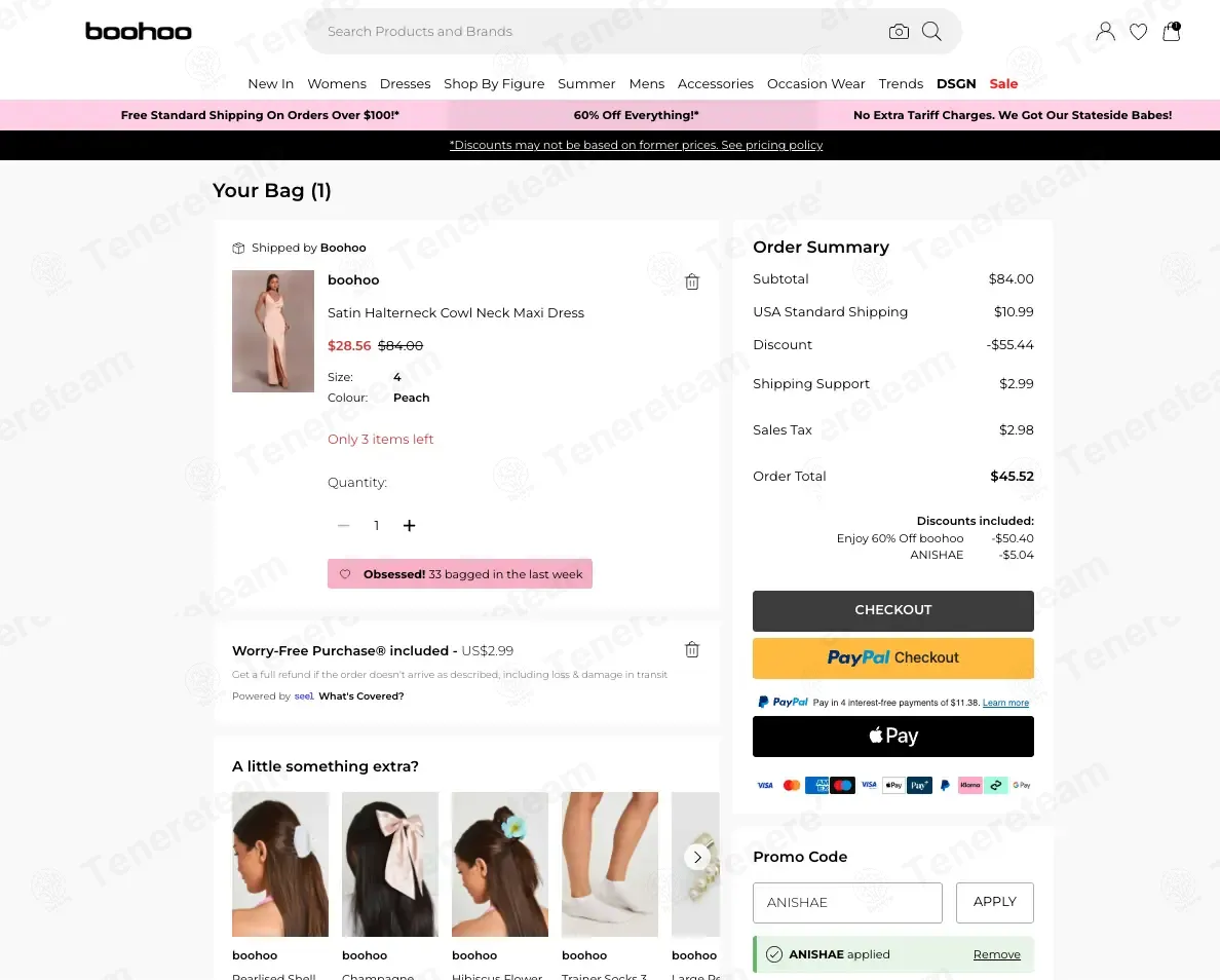 Boohoo US coupon code: 15% off with ANISHAE. Tested and valid as 2 months ago.