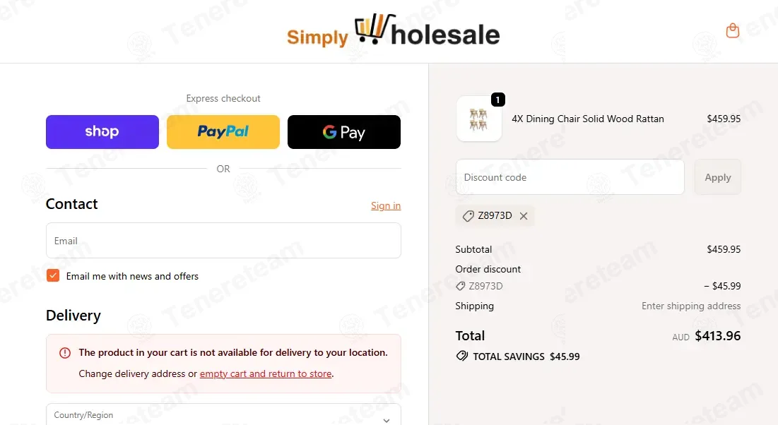 Simply WholeSale AU coupon code: 10% off with Z8973D. Tested and valid as 1 month ago.