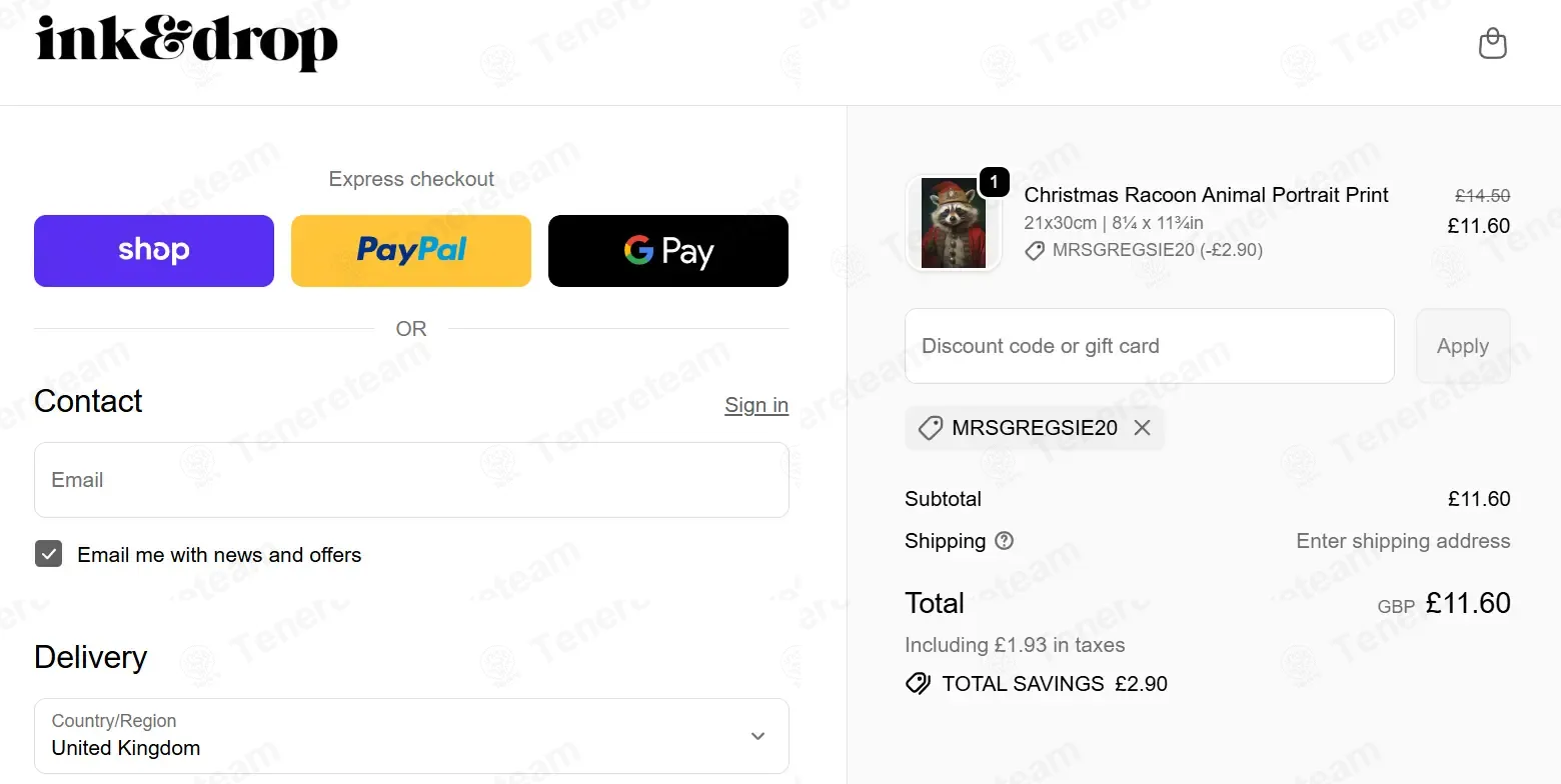 InkAndDrop coupon code: 20% off with MRSGREGSIE20. Tested and valid as 1 month ago.