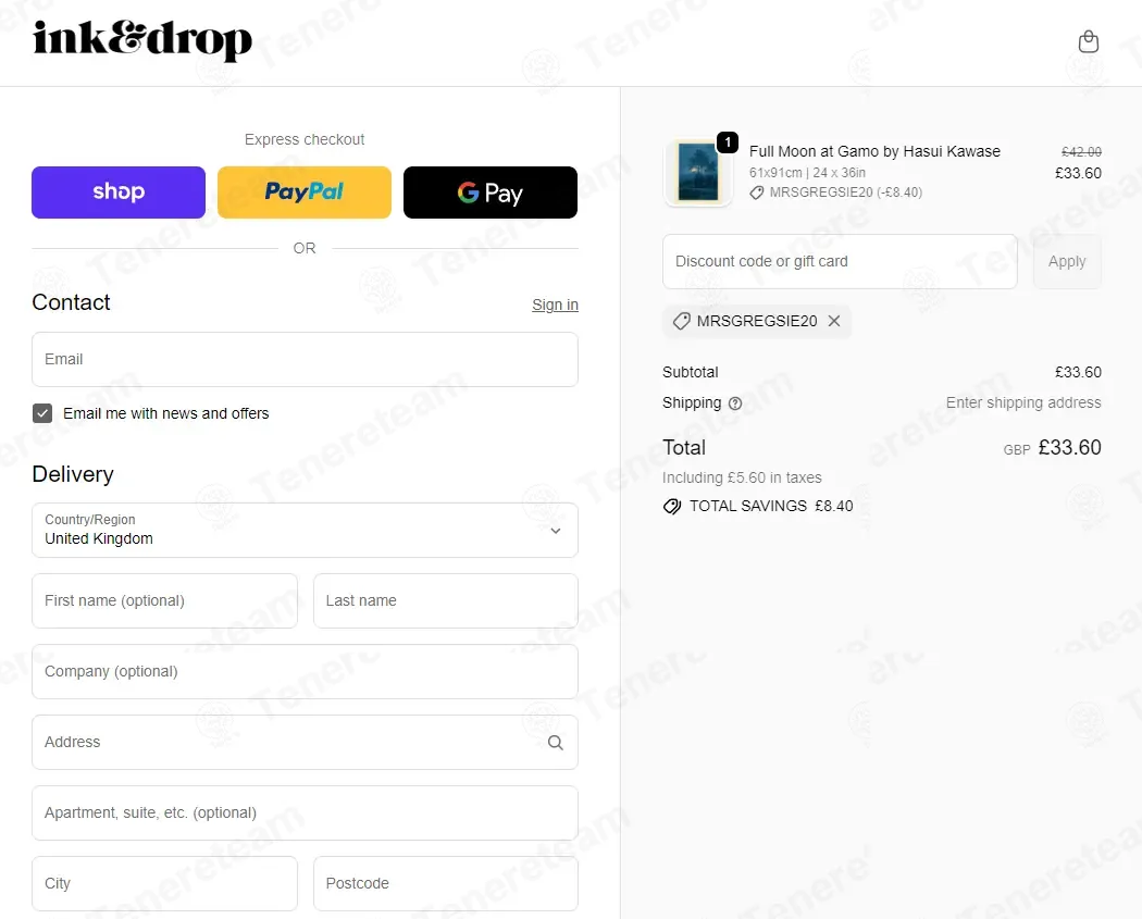 InkAndDrop coupon code: 20% off with MRSGREGSIE20. Tested and valid as 1 month ago.