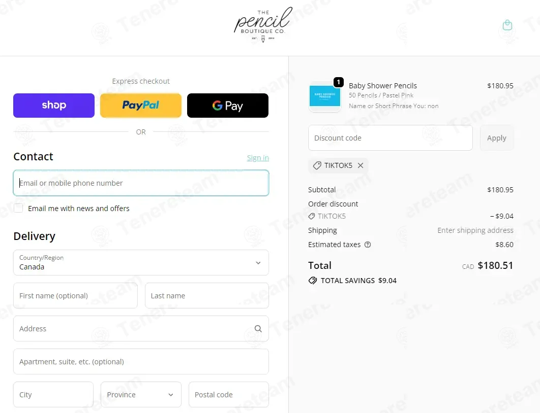 The Pencil Boutique coupon code: 5% off with TIKTOK5. Tested and valid as 1 month ago.