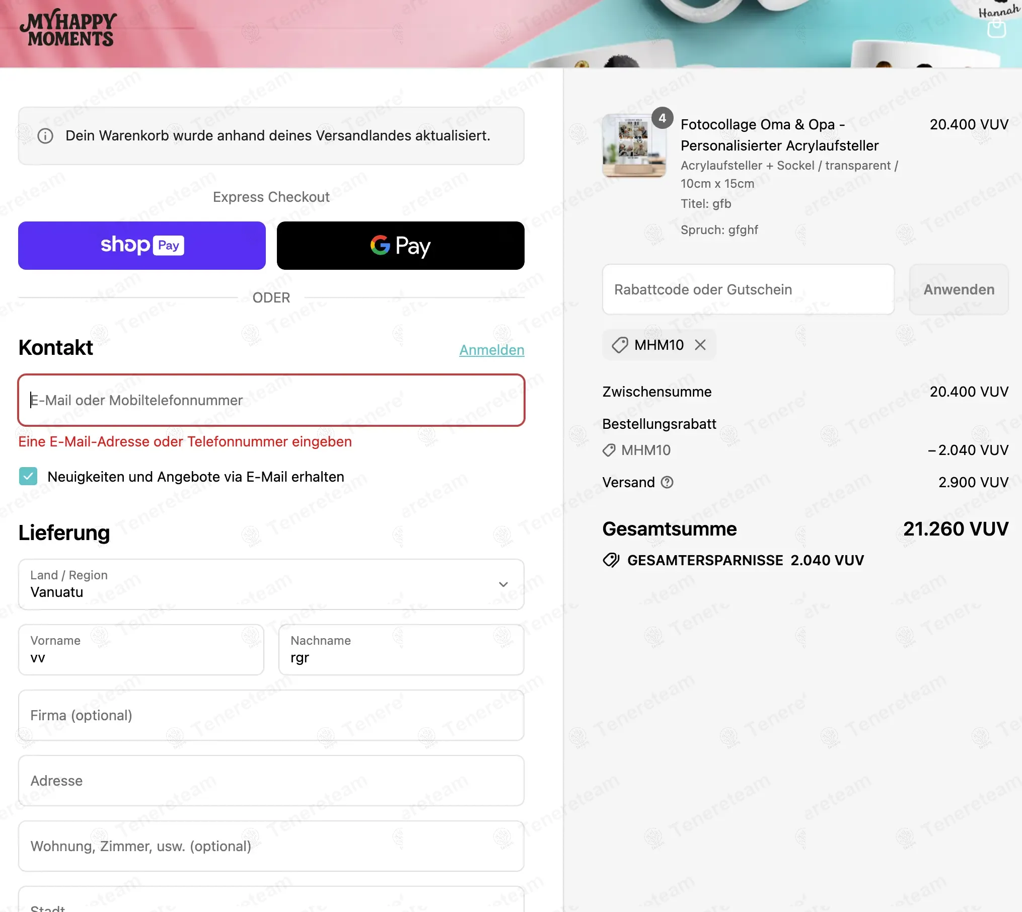 My Happy Moments DE coupon code: 10% off with MHM10. Tested and valid as 1 year ago.