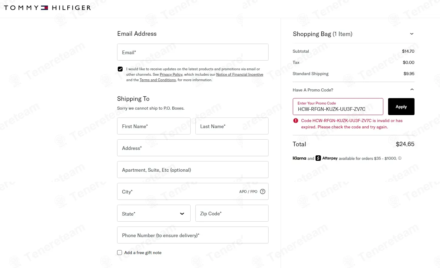 Tommy Hilfiger US coupon code: 20% off with HCW-RFGN-KUZK-UU3F-ZV7C. Tested and valid as 1 month ago.