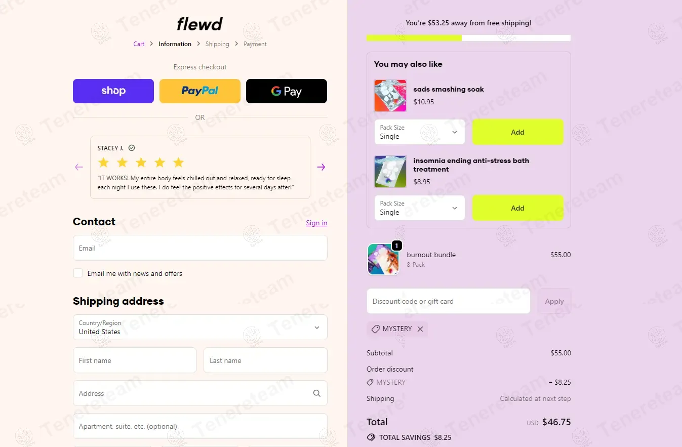 Flewd Stresscare coupon code: 15% off with MYSTERY. Tested and valid as 6 months ago.