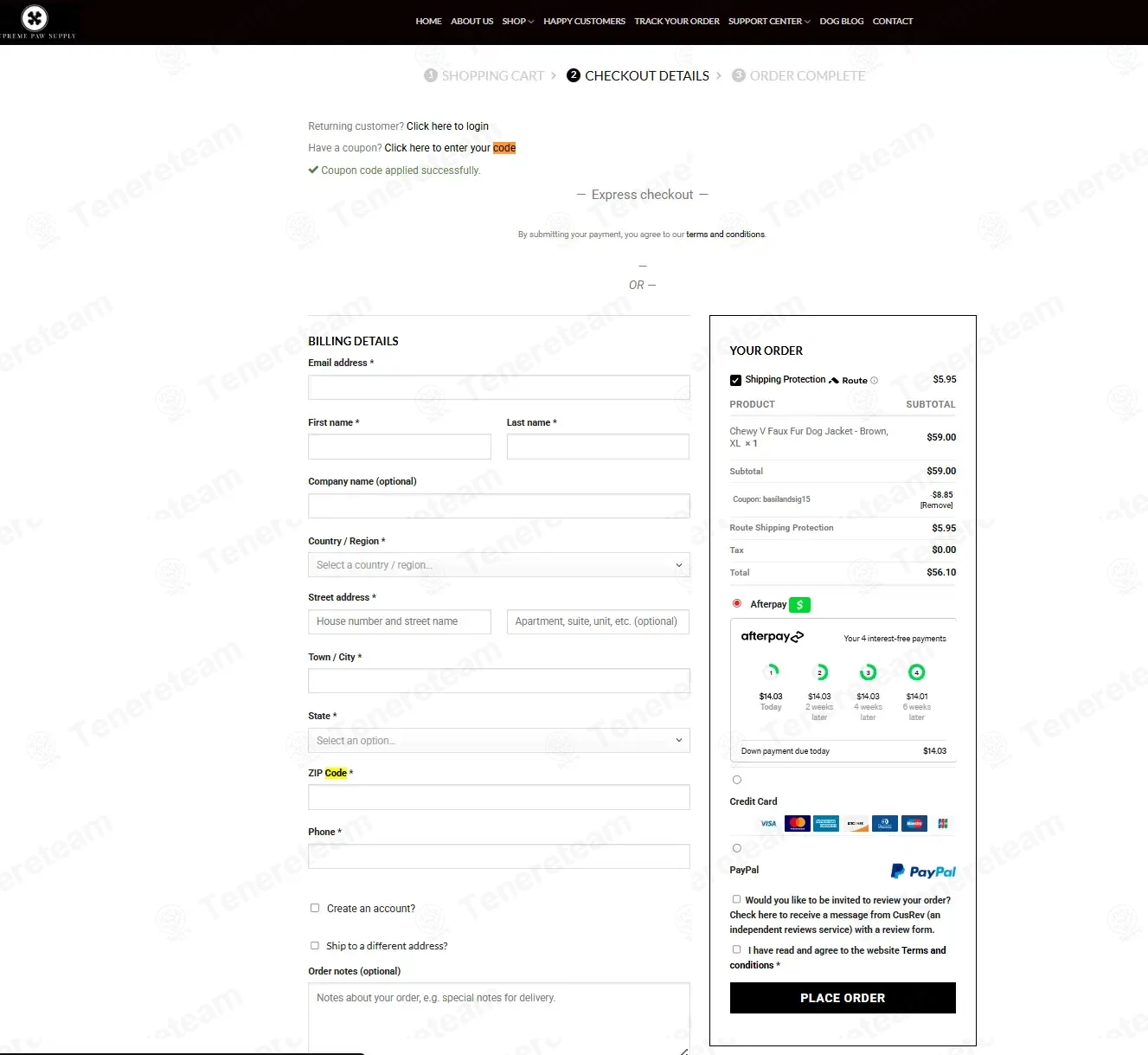 Supreme Paw Supply coupon code: 15% off with BASILANDSIG15. Tested and valid as 1 month ago.