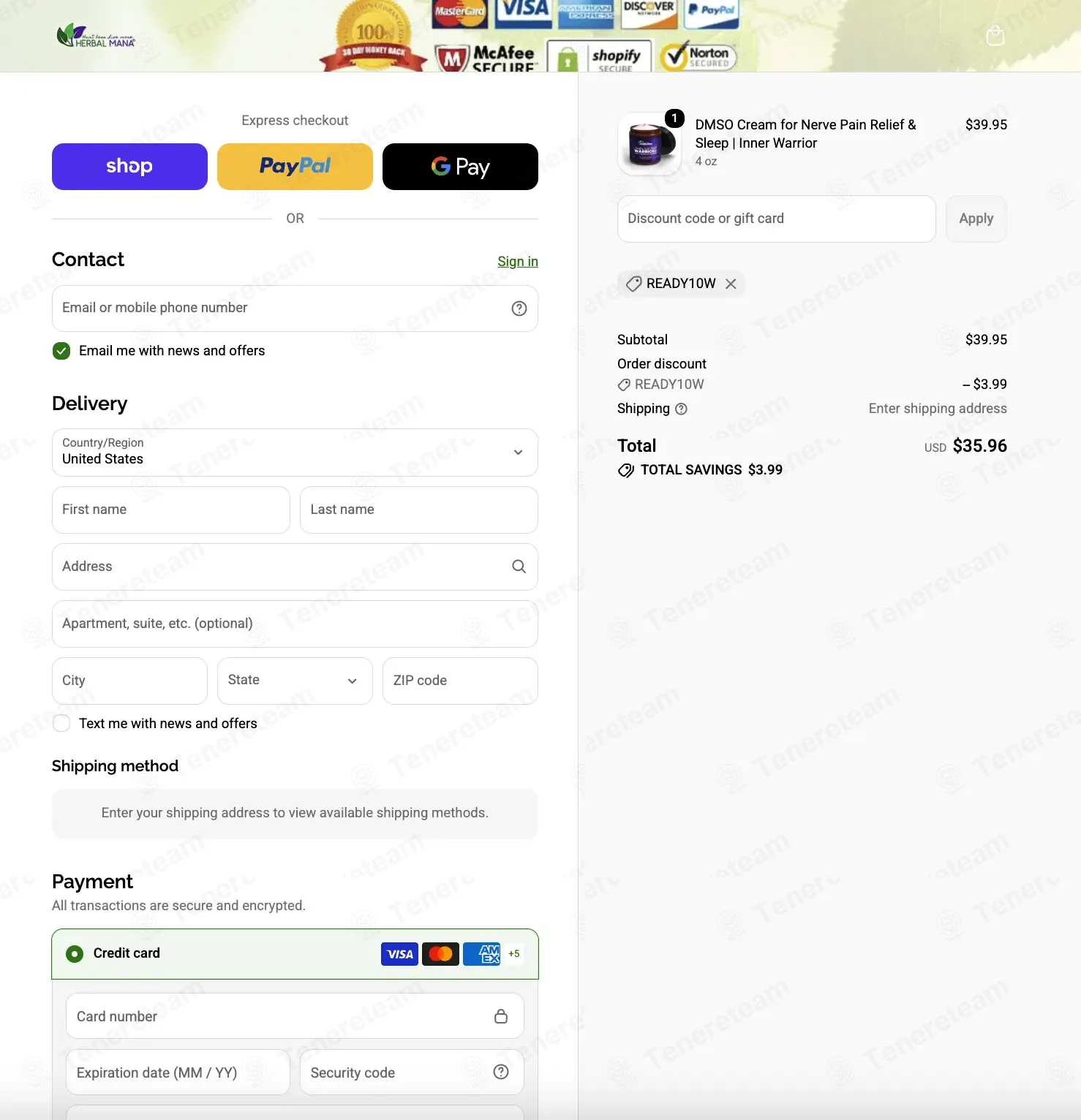 Herbal Mana coupon code verified as working at checkout
